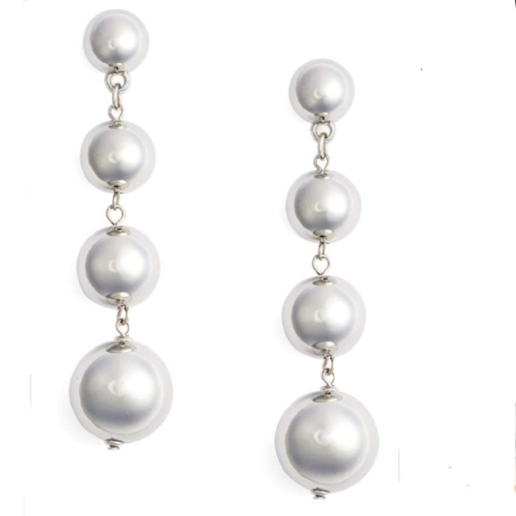 Tasha silver tone 4 ball drop earrings NEW s/o onl - Picture 3 of 5